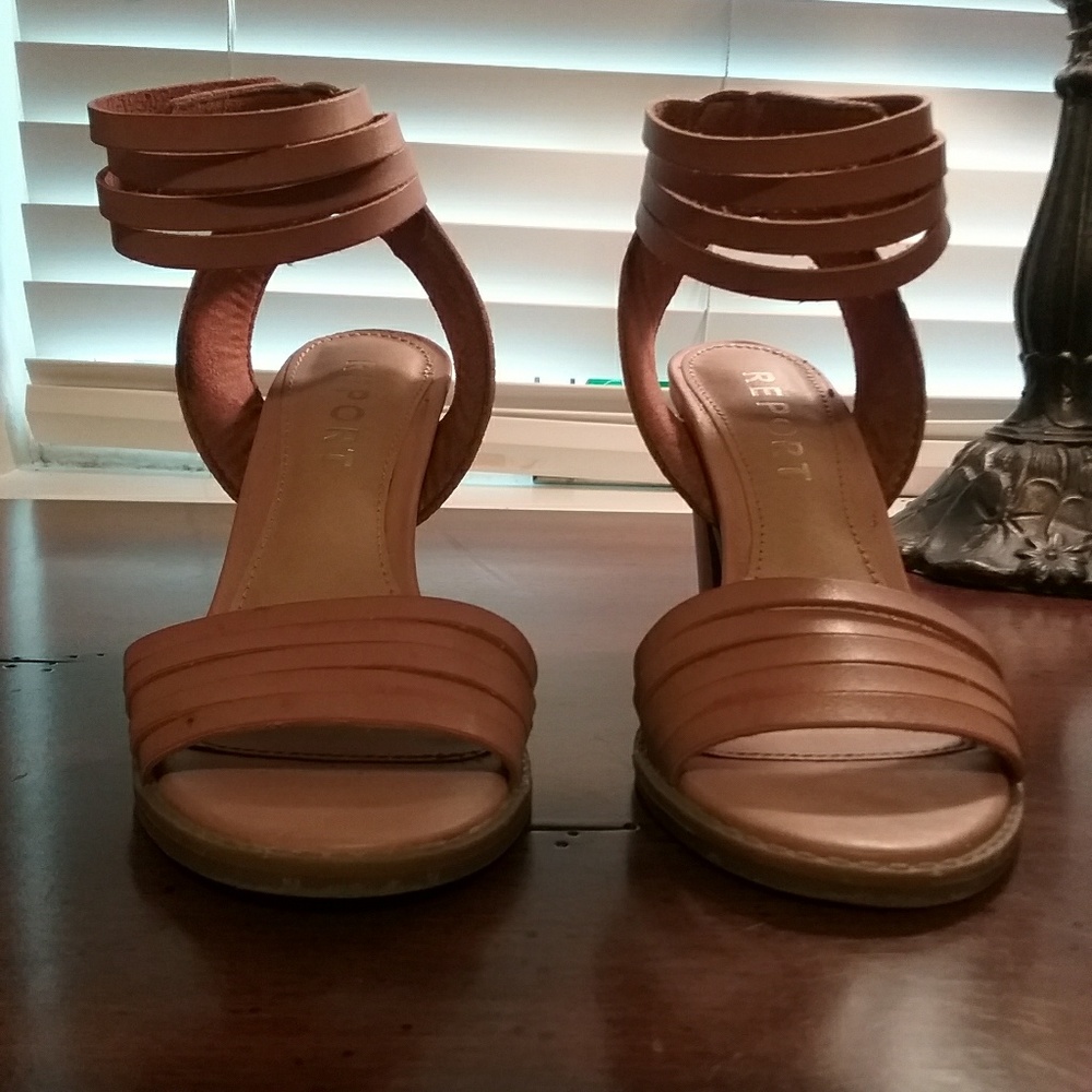 Strappy brown heels